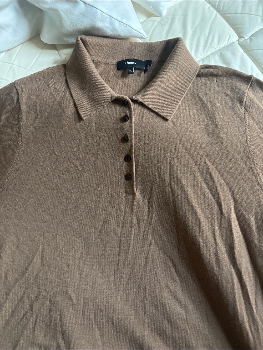 Theory Men's Tan-Brown Zip Polo Sweater